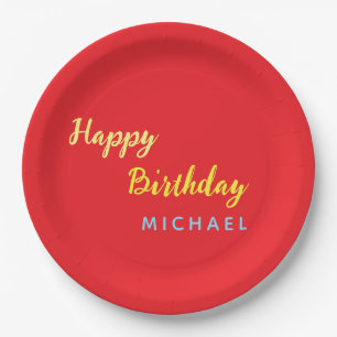 Birthday Your Name Minimalist Personal Modern Paper Plates