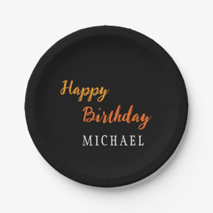 Birthday Your Name Minimalist Personal Modern Paper Plates