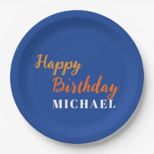 Birthday Your Name Minimalist Personal Modern Paper Plates