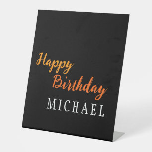 Birthday Your Name Minimalist Personal Modern Pedestal Sign