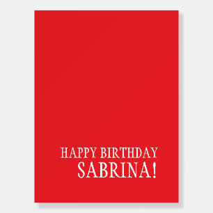 Birthday Your Name Minimalist Personal Modern Red Foam Board
