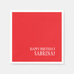 Birthday Your Name Minimalist Personal Modern Red Napkins