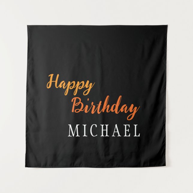 Birthday Your Name Minimalist Personal Modern Tapestry (Front)