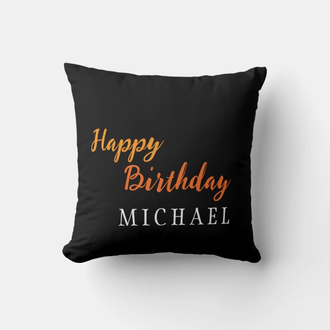 Birthday Your Name Minimalist Personal Modern Throw Pillow (Front)
