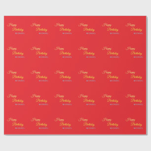 Birthday Your Name Minimalist Personal Modern Wrapping Paper
