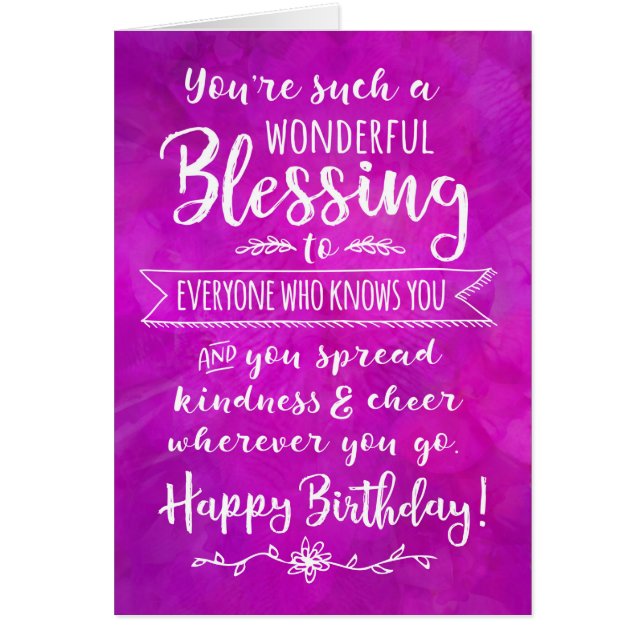 Birthday, You're such a Wonderful Blessing Cards (Front)