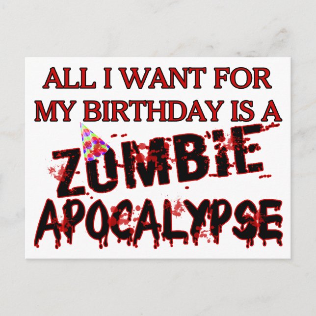 Birthday Zombie Apocalypse Postcard (Front)