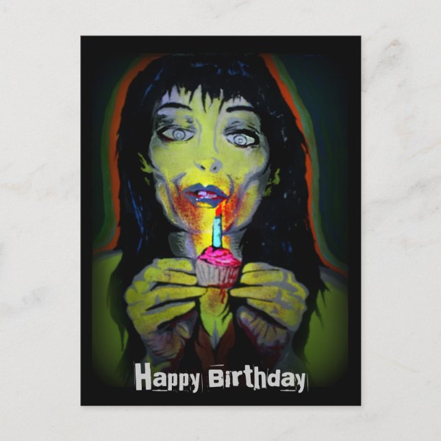 'Birthday Zombie' Postcard (Front)