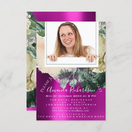 BirthdayGraduation Bridal Shower Photo Pink Floral Invitation