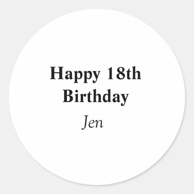 birthdays add your name text image editable invita classic round sticker (Front)