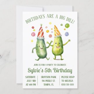 Birthdays are a Big Dill! Pickle Birthday Party Invitation