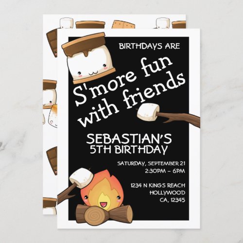 Birthdays are more fun with friends marshmallow invitation