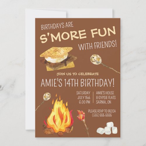 Birthdays are Smore Fun with friends  Party Invitation