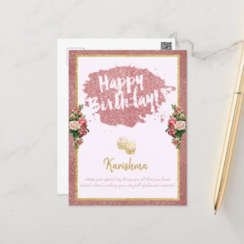 birthdays Personal name change Rose gold Card