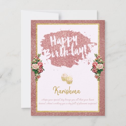birthdays Personal name change Rose gold Card