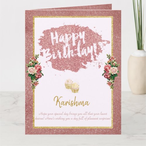 birthdays Personal name change Rose gold Card