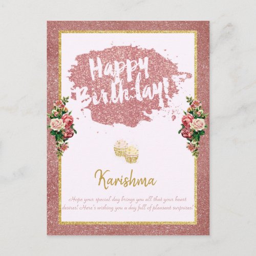 birthdays Personal name change Rose gold Card