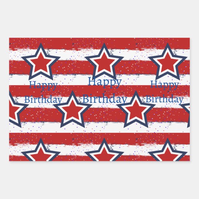 Birthdays with Uncle Sam Wrapping Paper Sheets (Front)