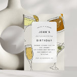 Birthdaysomething | Adult Birthday Cocktail Party Invitation<br><div class="desc">A snappy and sophisticated design for adults celebrating a milestone (or non-milestone) birthday,  this simple invitation features modern off-black lettering accented with retro cocktail illustrations including a martini,  old-fashioned,  classic daiquiri,  and champagne flute.</div>