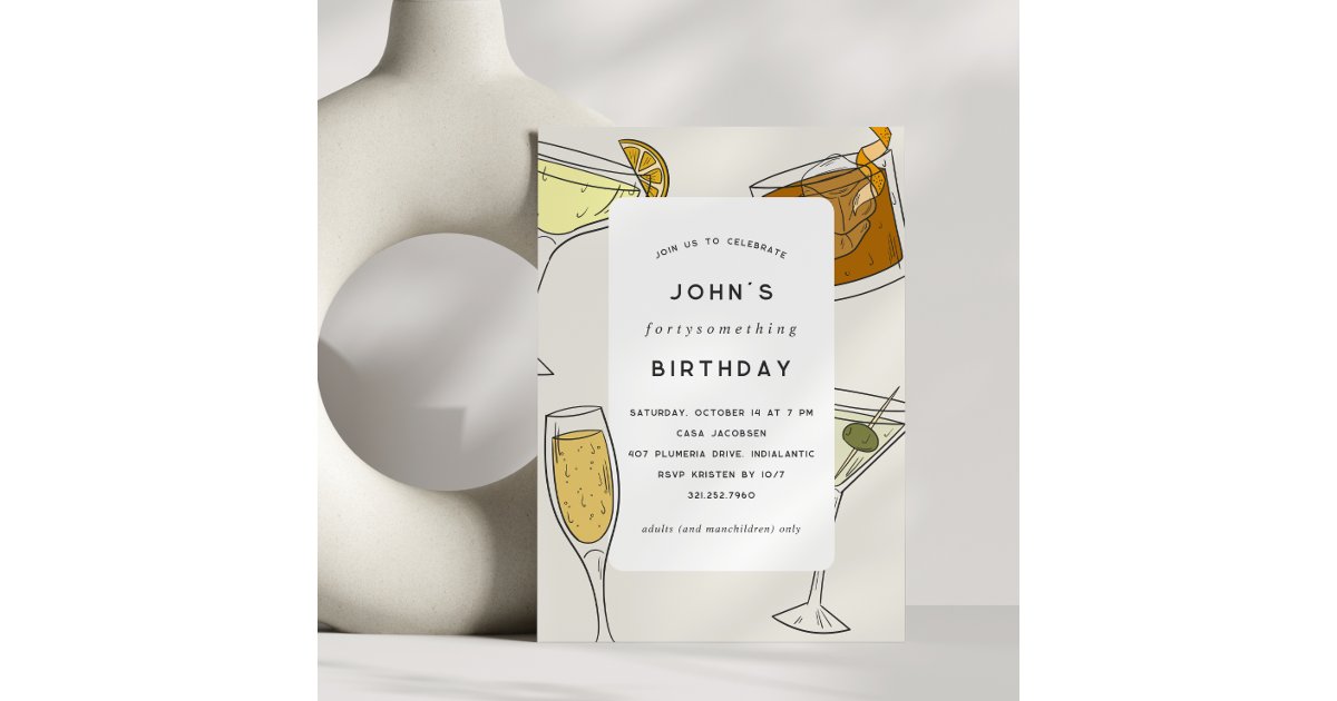 Birthdaysomething | Adult Birthday Cocktail Party Invitation | Zazzle