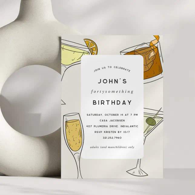 Birthdaysomething | Adult Birthday Cocktail Party Invitation | Zazzle