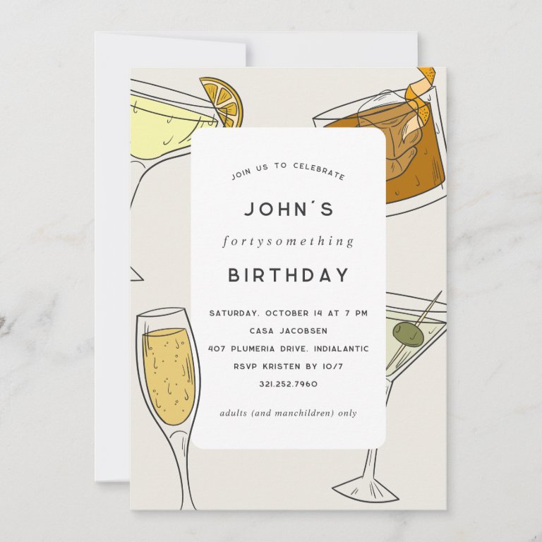 Birthdaysomething | Adult Birthday Cocktail Party                    Invitation