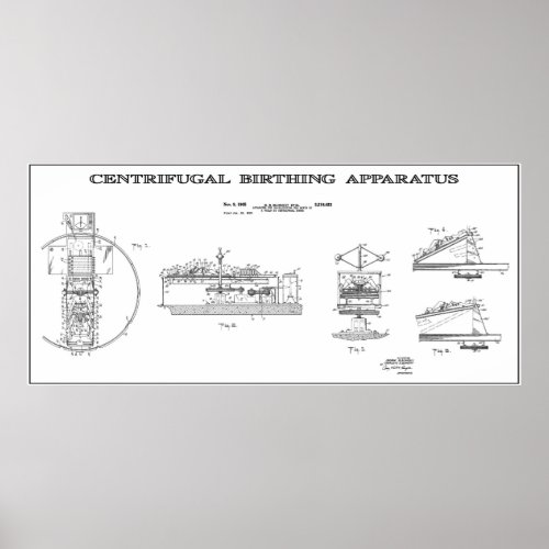 BIRTHING CENTRIFUGE MACHINE PATENT ART  1965 POSTER