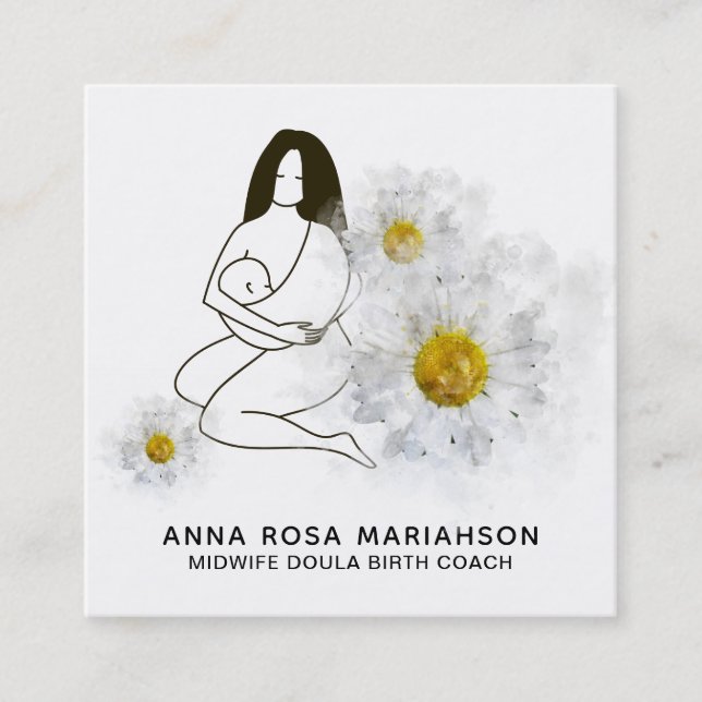 *~* Birthing Midwife  - Doula  Birth Pregnancy Square Business Card (Front)