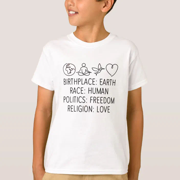 Birthplace Earth Race Human Freedom Love Peace Sign T-Shirt