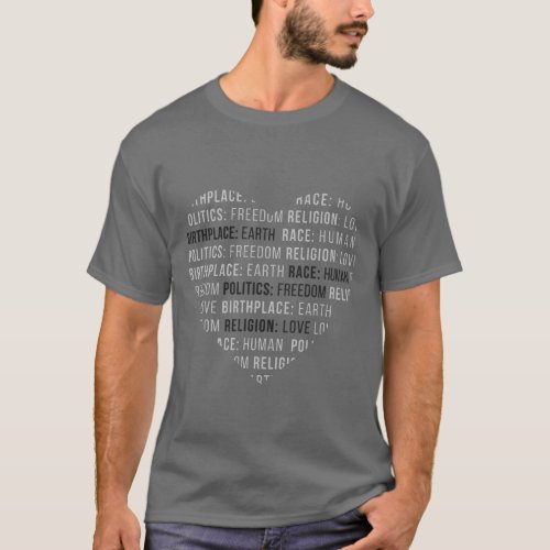 Birthplace Earth Religion Love Heart T_Shirt