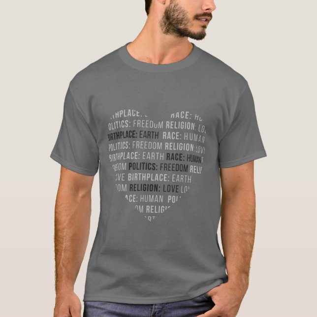 Birthplace Earth Religion Love Heart T-Shirt (Front)