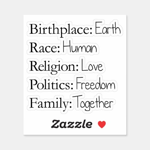 Birthplace Earth Sticker