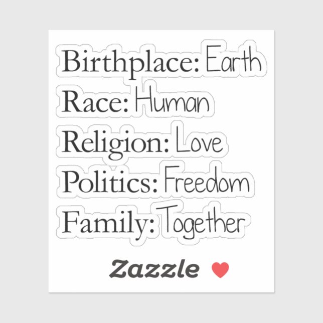 Birthplace: Earth Sticker (Sheet)
