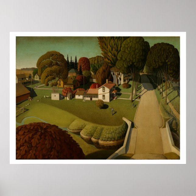 "Birthplace of Herbert Hoover" by Grant Wood Poster (Front)