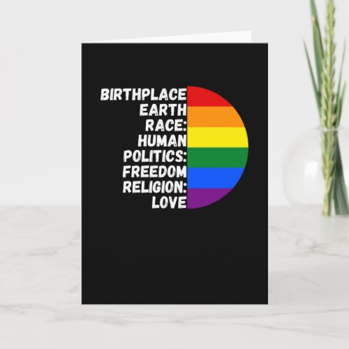 Birthplace Religion Love Freedom Life Card