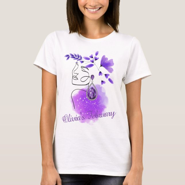 birthstone, amethyst, february,Customized, T-Shirt (Front)