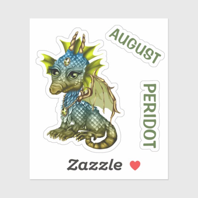 Birthstone Baby Dragon August Peridot Sticker (Sheet)