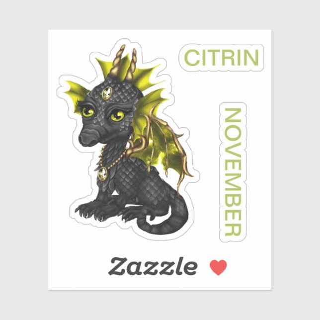 Birthstone Baby Dragon Citrin November Sticker (Sheet)