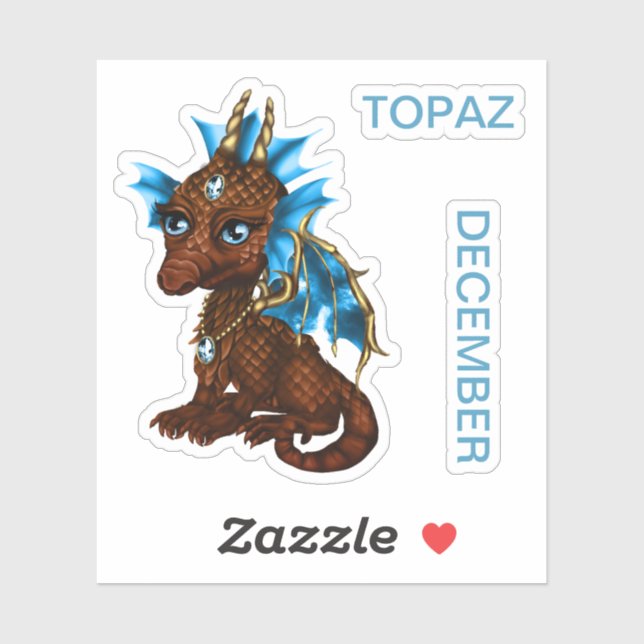 Birthstone Baby Dragon December Topaz Sticker (Sheet)