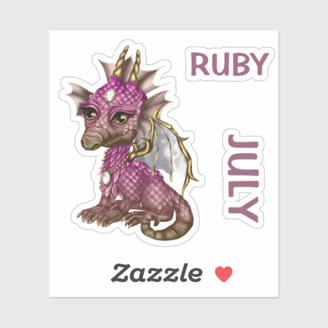 Birthstone Baby Dragon July Ruby Sticker (Sheet)