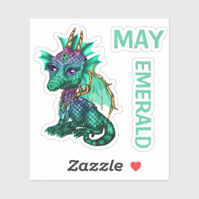 Birthstone Baby Dragon May Emerald Sticker (Sheet)