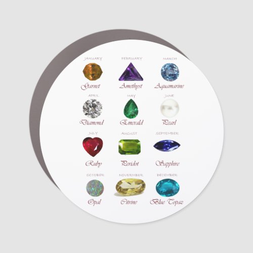 Birthstone Chart Car Magnet