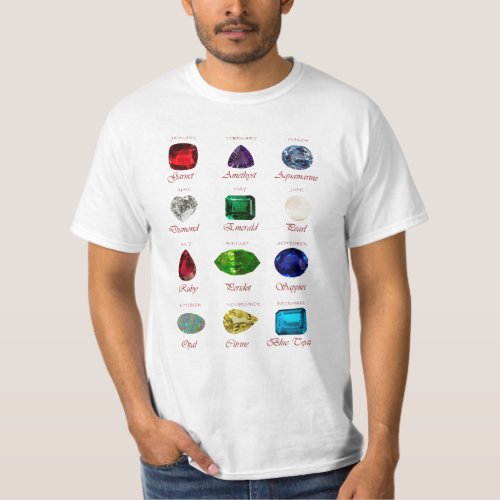 Birthstone Chart Gemstone T_Shirt