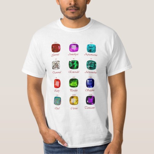 Birthstone Chart Gemstone T_Shirt