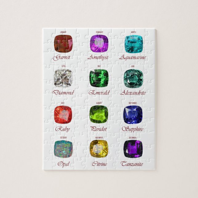 Birthstone Chart, Gemstones Chart, 12 Months Jigsaw Puzzle (Vertical)