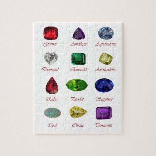 Birthstone Chart Gemstones Chart 12 Months Jigsaw Puzzle