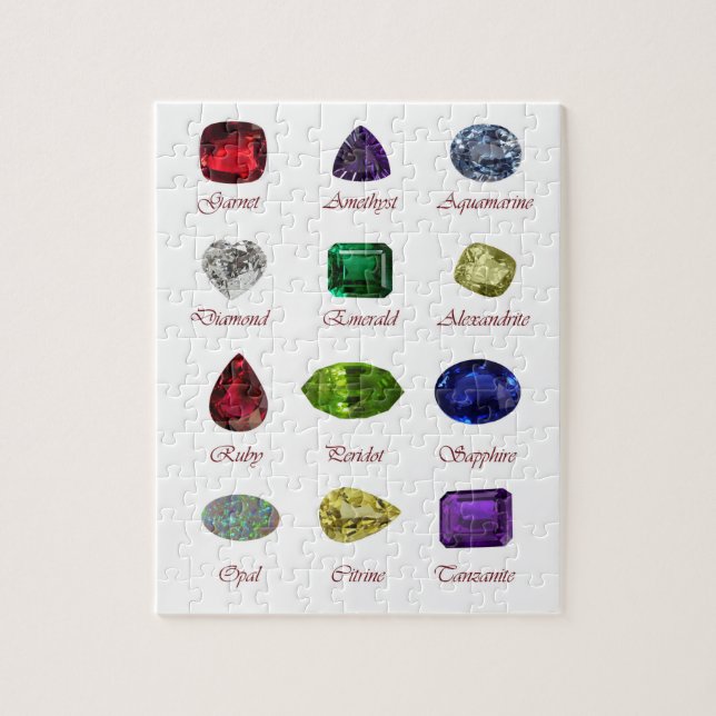 Birthstone Chart, Gemstones Chart, 12 Months Jigsaw Puzzle (Vertical)