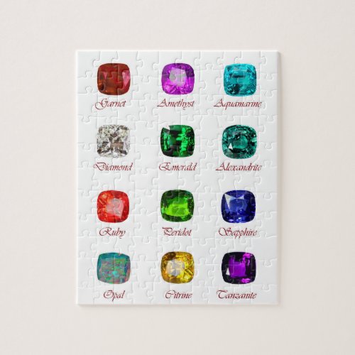 Birthstone Chart Gemstones Chart 12 Months Jigsaw Puzzle