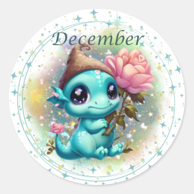 Birthstone December Turquoise Dragon Sticker (Front)