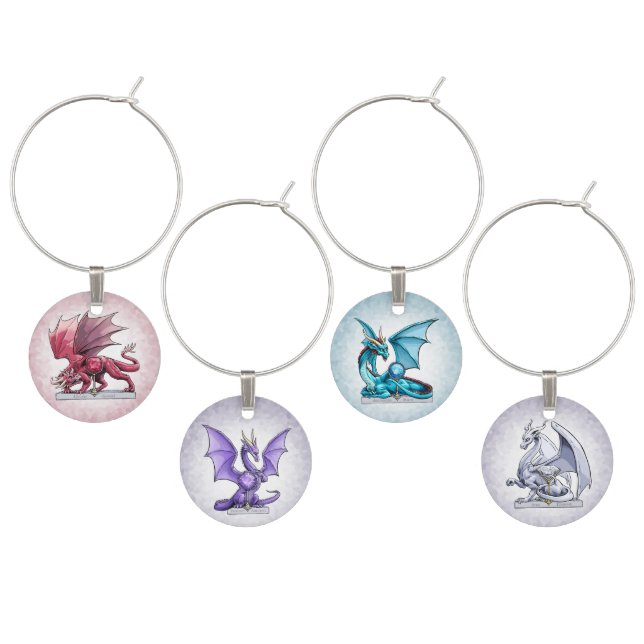 Birthstone Dragons: Set 1 of 3 Wine Charm (Staggered)